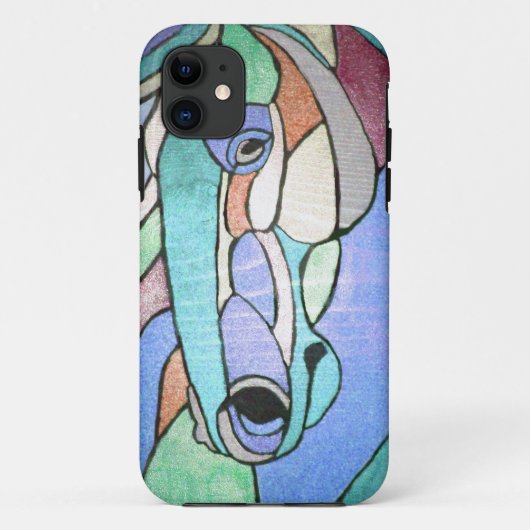 Metallic paarden in Blue IPhone Case (Achterkant)