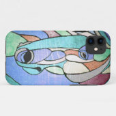 Metallic paarden in Blue IPhone Case (Achterkant (horizontaal))