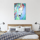 Metallic paarden in Blues Canvas Afdruk (Insitu (Slaapkamer))