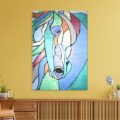 Metallic paarden in Blues Canvas Afdruk (Insitu (Woonkamer))