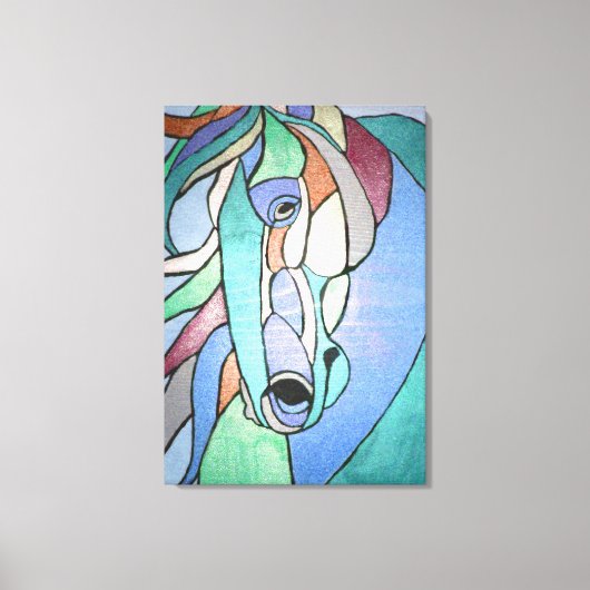 Metallic paarden in Blues Canvas Afdruk (Voorkant)