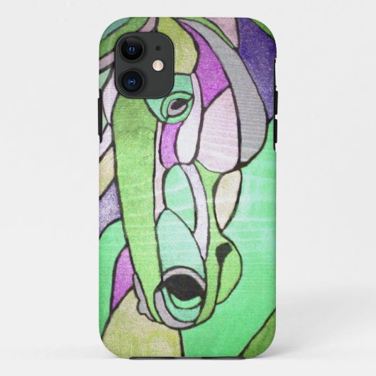 Metallic paarden in Green IPhone Case (Achterkant)