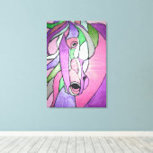 Metallic paarden in roze Canvas Afdruk (Insitu (Houten vloer))