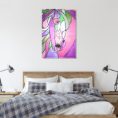 Metallic paarden in roze Canvas Afdruk (Insitu (Slaapkamer))