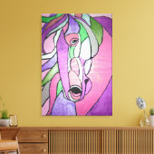 Metallic paarden in roze Canvas Afdruk (Insitu (Woonkamer))