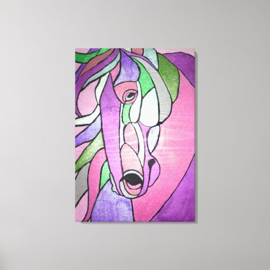 Metallic paarden in roze Canvas Afdruk (Voorkant)