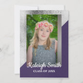 Metallic Paars en Silver Photo Graduparty Kaart (Voorkant)