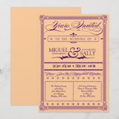 Metallic Paars & Gold DIY Weddenschap Kaart (Voorkant / Achterkant)