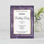 METALLIC PAARS LAYER FOLIE BIRTHDAY INVITATIE KAART (Staand voorkant)