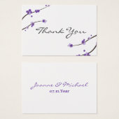 Metallic Paarse Cherry Blossom Favor Label Visitekaartjes (Voorkant /achterkant)