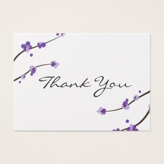 Metallic Paarse Cherry Blossom Favor Label Visitekaartjes (Voorkant)