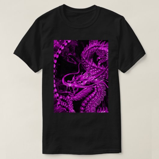 Metallic Paarse Chinese dragon Art grafisch T-shir T-shirt (Design voorkant)