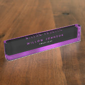 Metallic Paarse Classy Executive Business Gift Naambordje (Zijkant)