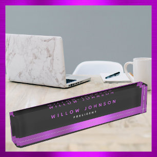 Metallic Paarse Classy Executive Business Gift Naambordje