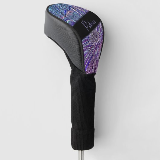 Metallic Paarse Floral Golfheadcover (Schuin)