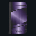 Metallic Paarse geborstelde aluminium look Galaxy S4 Portemonnee Hoesje<br><div class="desc">Elegant monogram diep paarse metallic glanzend design in geborsteld aluminium look Dit is geen metaal maar afbeelding dat er metallic uitziet en glanst is een digitaal effect</div>