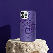 Metallic Paarse Girly Red Swirl iPhone Hoesje