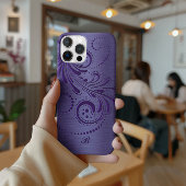 Metallic Paarse Girly Red Swirl iPhone Hoesje