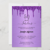 Metallic paarse glitter Birthday Invitation Kaart (Voorkant)