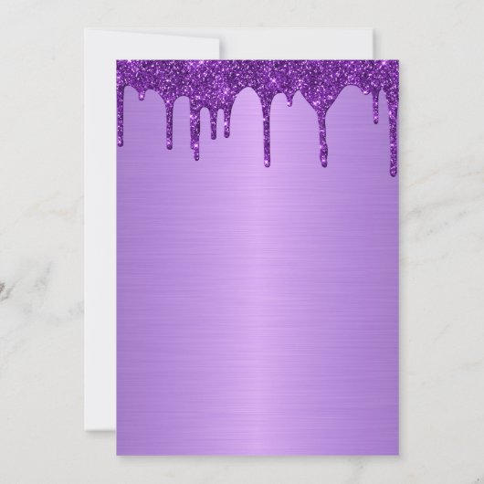 Metallic paarse glitter Birthday Invitation Kaart (Achterkant)