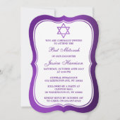 Metallic Paarse joodse ster van David Bat Mitzvah Kaart (Voorkant)