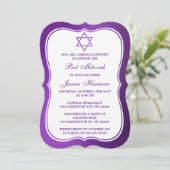 Metallic Paarse joodse ster van David Bat Mitzvah Kaart (Staand voorkant)