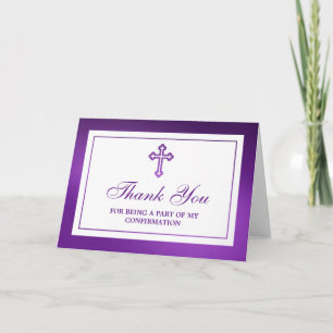 Metallic Paarse kruis Heilige Communie/ Bevestigin Bedankkaart