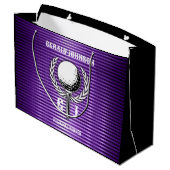 Metallic Paarse lijnen Golf Monogram Design Groot Cadeauzakje (Achterkant Gekanteld)