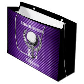 Metallic Paarse lijnen Golf Monogram Design Groot Cadeauzakje (Voorkant Gekanteld)