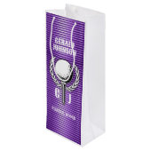 Metallic Paarse lijnen Golf Monogram Design Wijn Cadeautas (Achterkant Gekanteld)