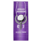 Metallic Paarse lijnen Golf Monogram Design Wijn Cadeautas (Achterkant)