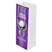 Metallic Paarse lijnen Golf Monogram Design Wijn Cadeautas (Voorkant Gekanteld)