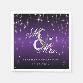 Metallic Paarse Star Lights-ontwerp Servetten