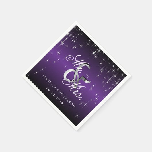 Metallic Paarse Star Lights-ontwerp Servetten (Hoek)