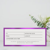 Metallic Paarse zakelijke cadeaubon (Staand voorkant)