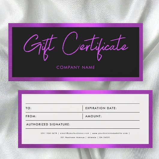 Metallic Paarse zakelijke cadeaubon