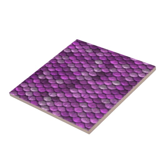 Metallic Paarse zeemeerminschalen patroon Tegeltje (Zijkant)