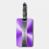 Metallic Paarse & zilveren geborsteld aluminium lo Bagagelabel (Achterkant verticaal)