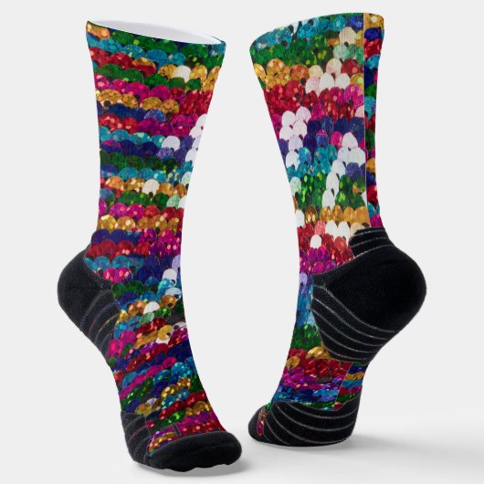 Metallic pailletten glitter Abstract pixelpatroon Sokken (Gebogen)
