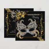Metallic Paper Silver Gold Masquerade Party Kaart (Voorkant / Achterkant)