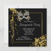 Metallic Paper Silver Gold Masquerade Party Kaart (Achterkant)