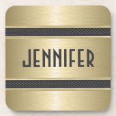 Metallic pasta Gold Design geborsteld aluminium lo Drankjes Onderzetter (Voorkant)