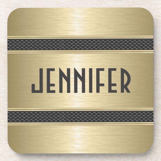 Metallic pasta Gold Design geborsteld aluminium lo Drankjes Onderzetter (Voorkant)