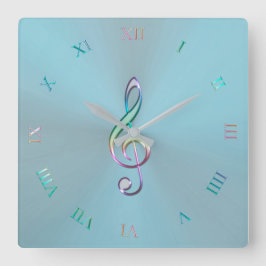 Metallic pasta Music Clef Clock Vierkante Klok