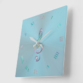 Metallic pasta Music Clef Clock Vierkante Klok (Hoek)