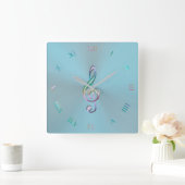 Metallic pasta Music Clef Clock Vierkante Klok (Huis)