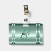 Metallic pastel groen ontwerp badge (Achterkant met clip)