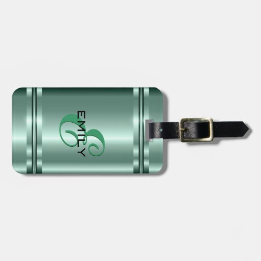 Metallic Pastel Groen Ontwerp Roestvrij staal Kijk Bagagelabel (Voorkant horizontaal)