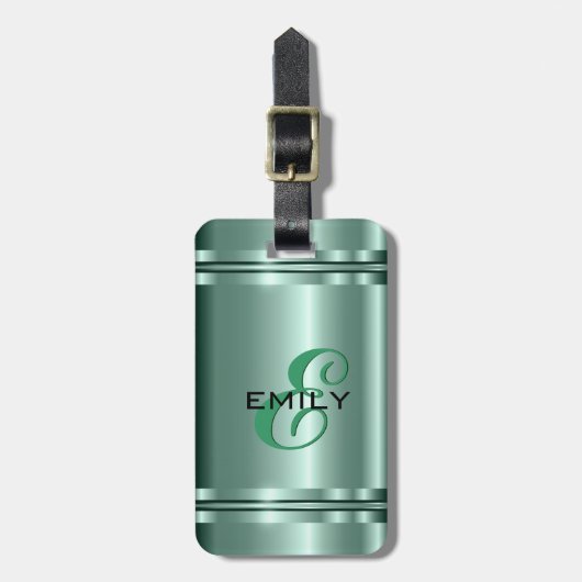 Metallic Pastel Groen Ontwerp Roestvrij staal Kijk Bagagelabel (Voorkant verticaal)