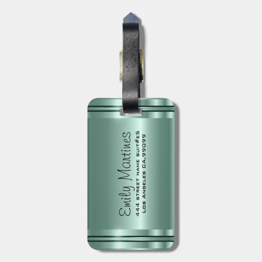 Metallic Pastel Groen Ontwerp Roestvrij staal Kijk Bagagelabel (Achterkant verticaal)